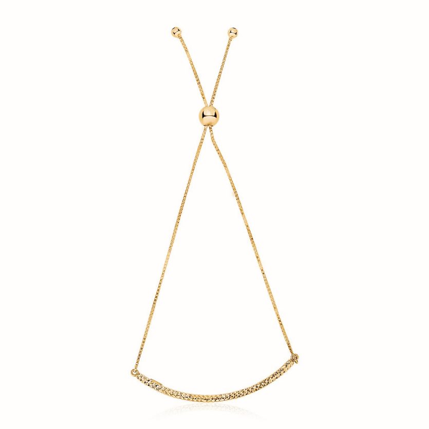 14k Yellow Gold Chain Bar Lariat Style Bracelet (1.00 mm) - Image 1