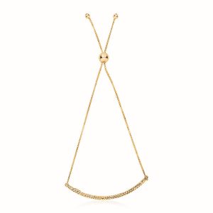 14k Yellow Gold Chain Bar Lariat Style Bracelet (1.00 mm)