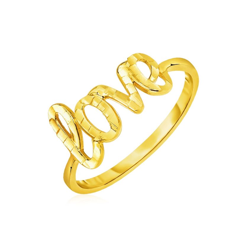 14k Yellow Gold Ring with Love - Image 1
