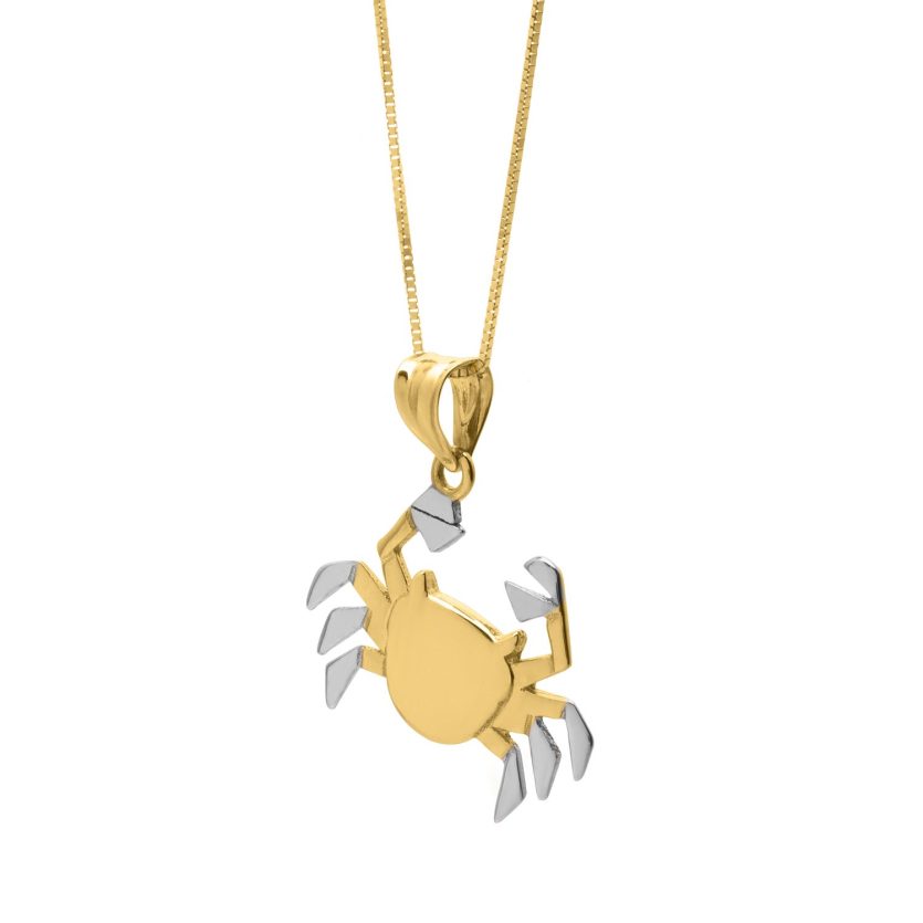 Crab Necklace in 10K Two Tone Yellow Gold - Image 1
