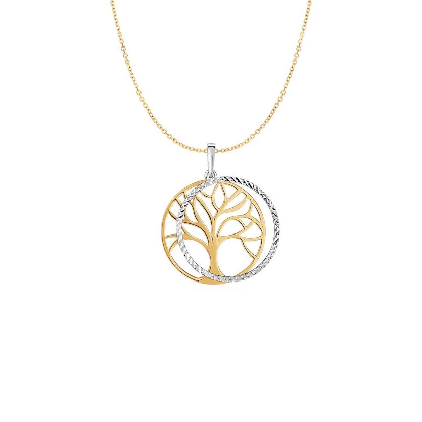 Two Layer Tree Pendant in 14k Two Tone Gold - Image 1