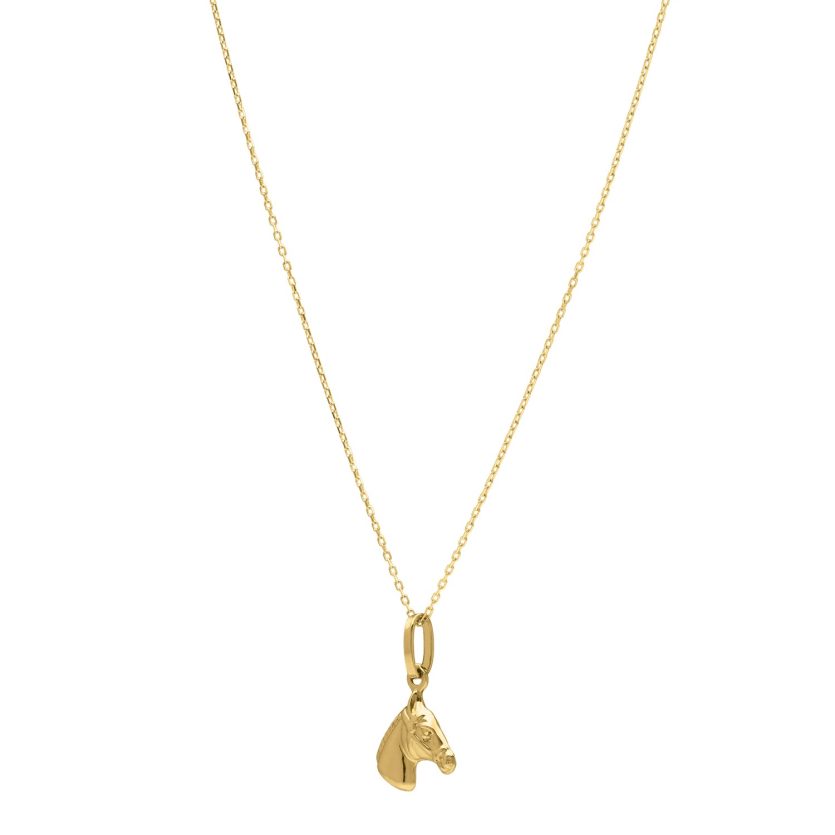 Horse Profile Small Necklace in 14K Yellow Gold - Image 1