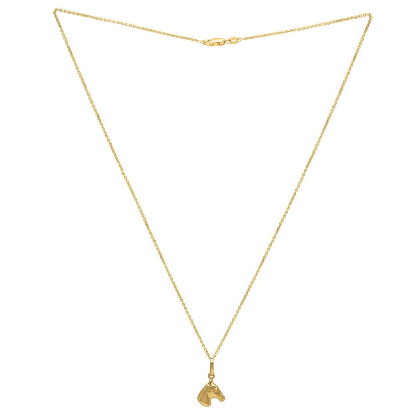 Horse Profile Small Necklace in 14K Yellow Gold - Image 2