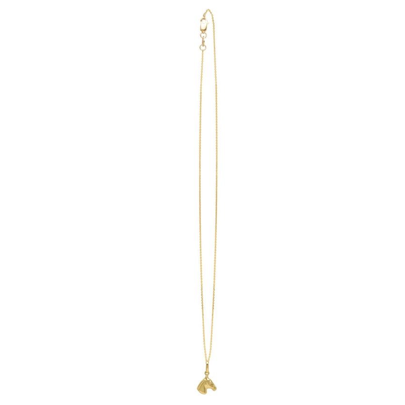 Horse Profile Small Necklace in 14K Yellow Gold - Image 3