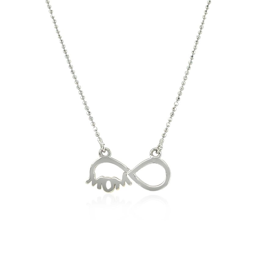 Sterling Silver Two Toned Mom Necklace with Cubic Zirconias - Image 3