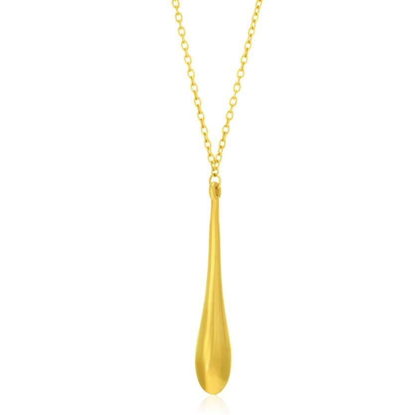 14k Yellow Gold Teardrop Shape Long Pendant - Image 1