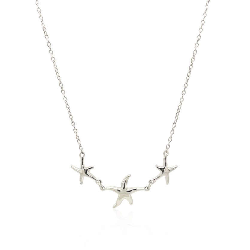 Sterling Silver Necklace with Three Starfish - Image 2