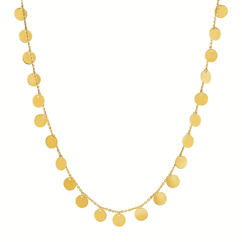 Choker Necklace with Polished Discs in 14k Yellow Gold - Image 1