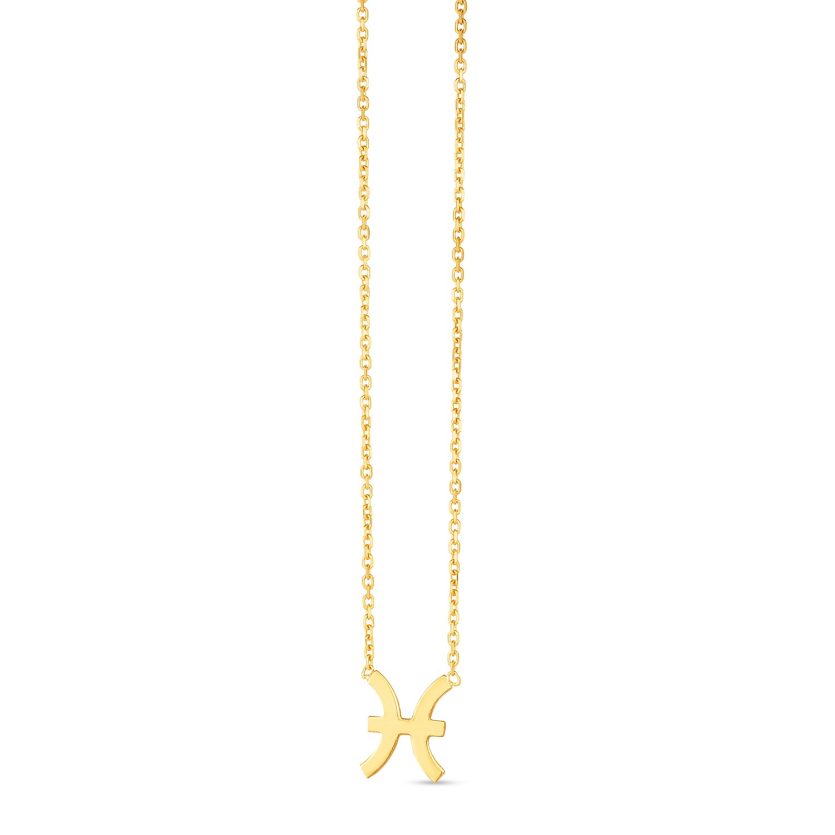 14K Yellow Gold Pisces Necklace - Image 1