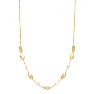 Adjustable Puff Pebble Necklace in 14K Yellow Gold