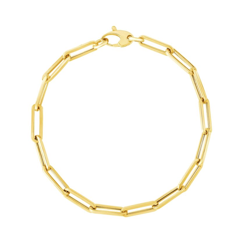 14K Yellow Gold Bold Paperclip Chain Bracelet (4.20 mm) - Image 1