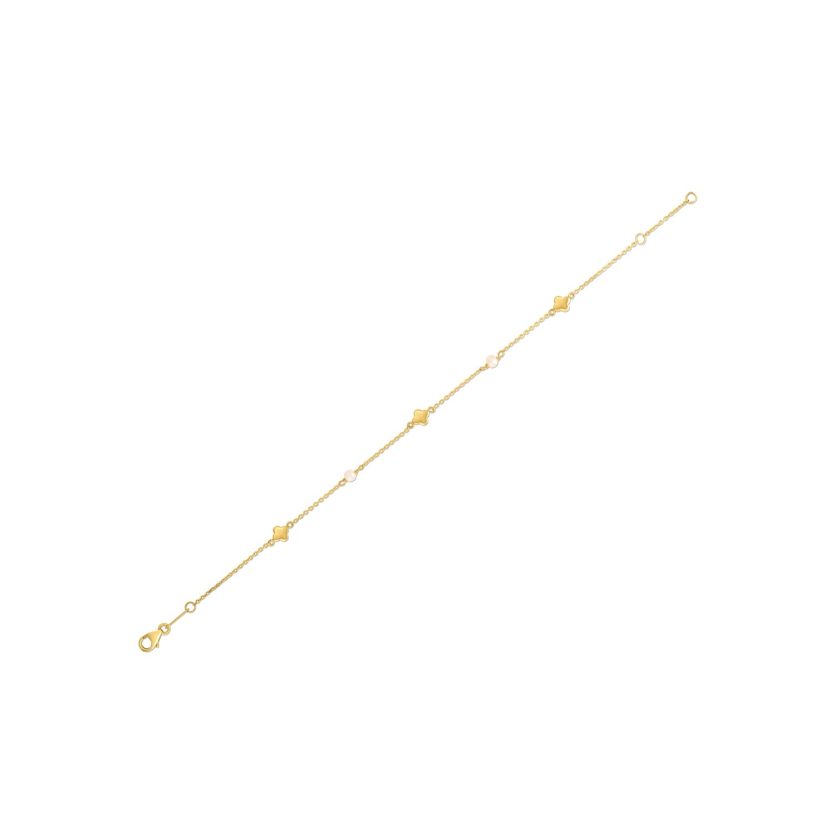 14k Yellow Gold Pearl Clover Bracelet - Image 1