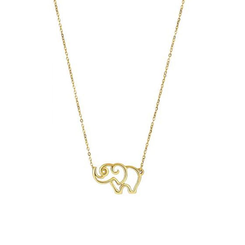 14k Yellow Gold Elephant Necklace - Image 1
