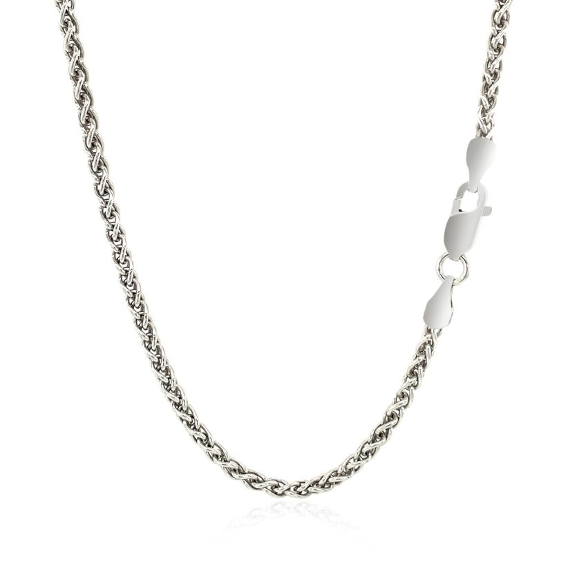 Sterling Silver Rhodium Plated Wheat Chain (2.60 mm) - Image 3