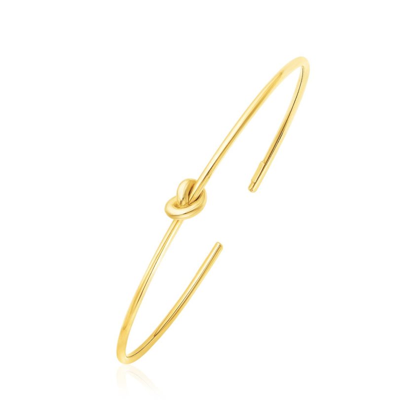 14k Yellow Gold Polished Cuff Bangle with Knot (5.50 mm) - Image 1