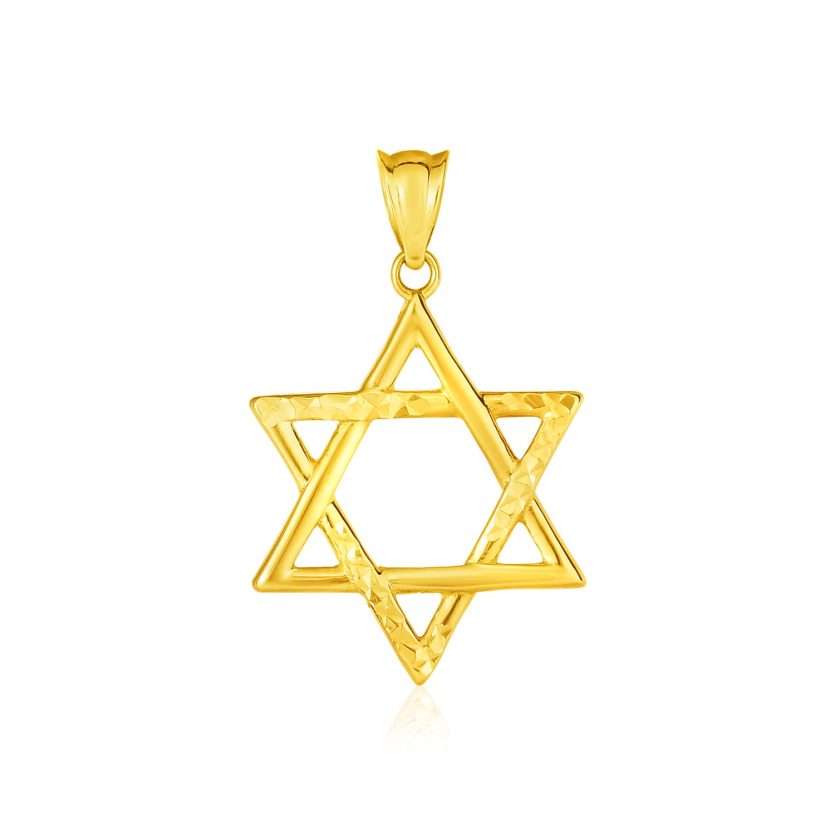 14k Yellow Gold Star of David Pendant - Image 1