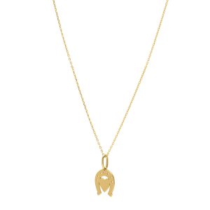 Heart and Horse Necklace in 14K Yellow Gold