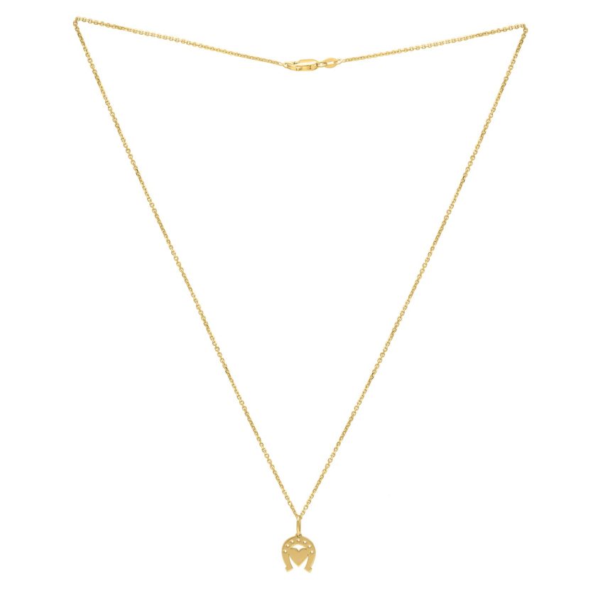 Heart and Horse Necklace in 14K Yellow Gold - Image 2
