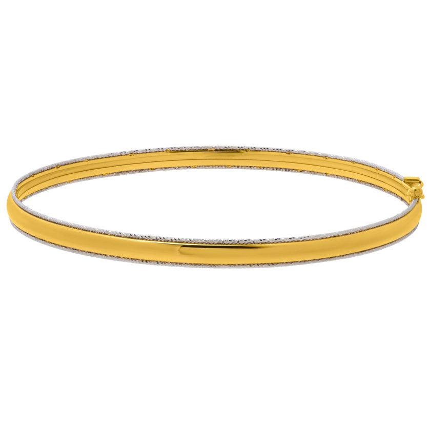 Two Tone Minimalist Bangle in 14K Yellow Gold (4.10 mm) - Image 2