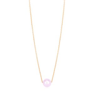 14k Rose Gold Pearl Solitaire Necklace