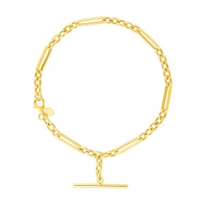 14k Yellow Gold Alternating Oval and Round Chain Bracelet with Toggle (3.90 mm)