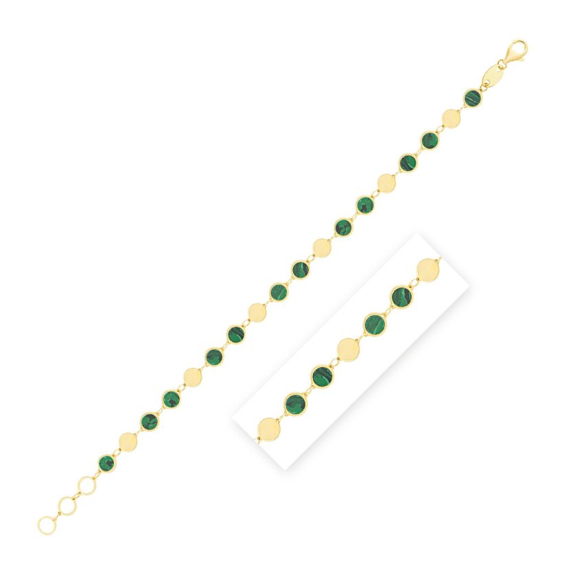 Malachite Gem Alternating Bracelet in 14K Yellow Gold (5.00 mm) - Image 1