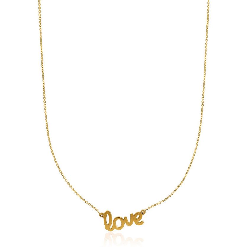 14k Yellow Gold Script LOVE Necklace - Image 1
