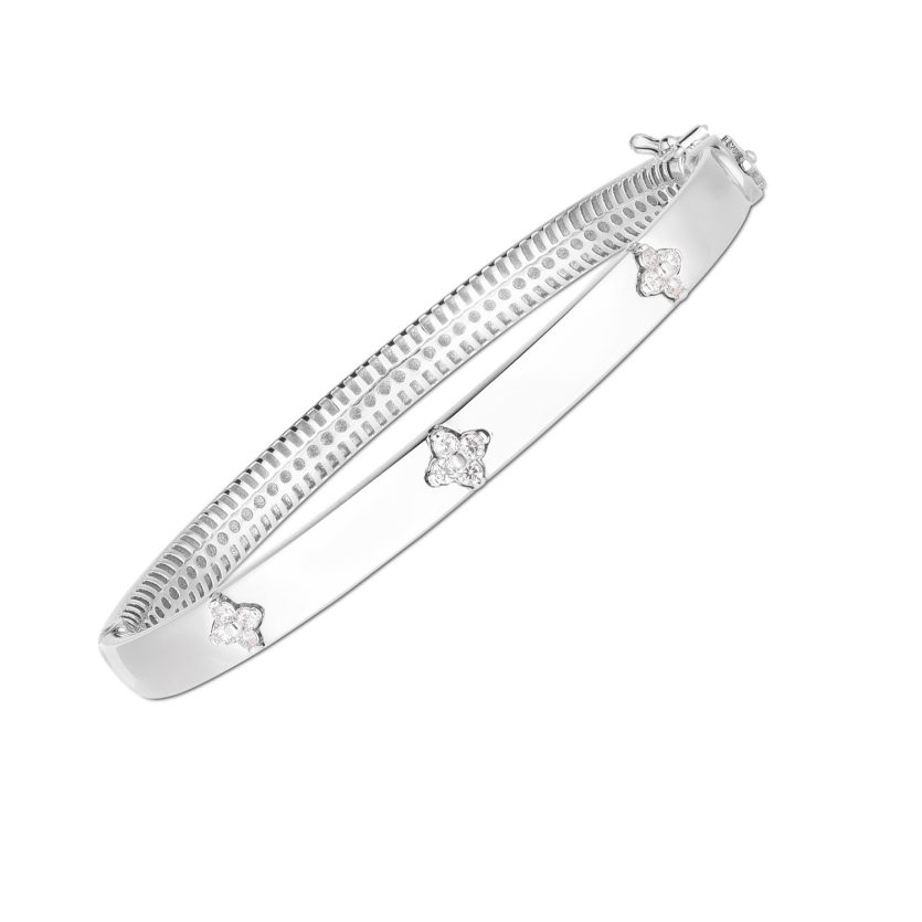 14k White Gold Trilogy Diamond Bangle (5.40 mm) - Image 1