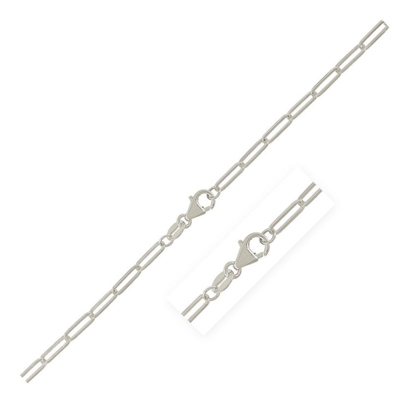 Sterling Silver Rhodium Plated Paperclip Chain (2.50 mm) - Image 1