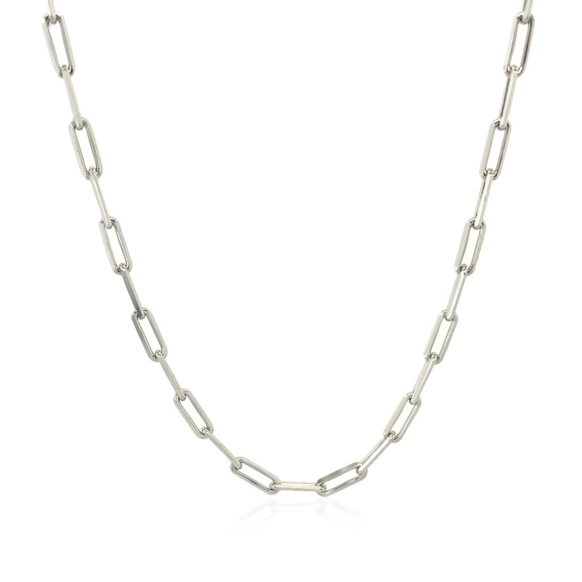 Sterling Silver Rhodium Plated Paperclip Chain (2.50 mm) - Image 2