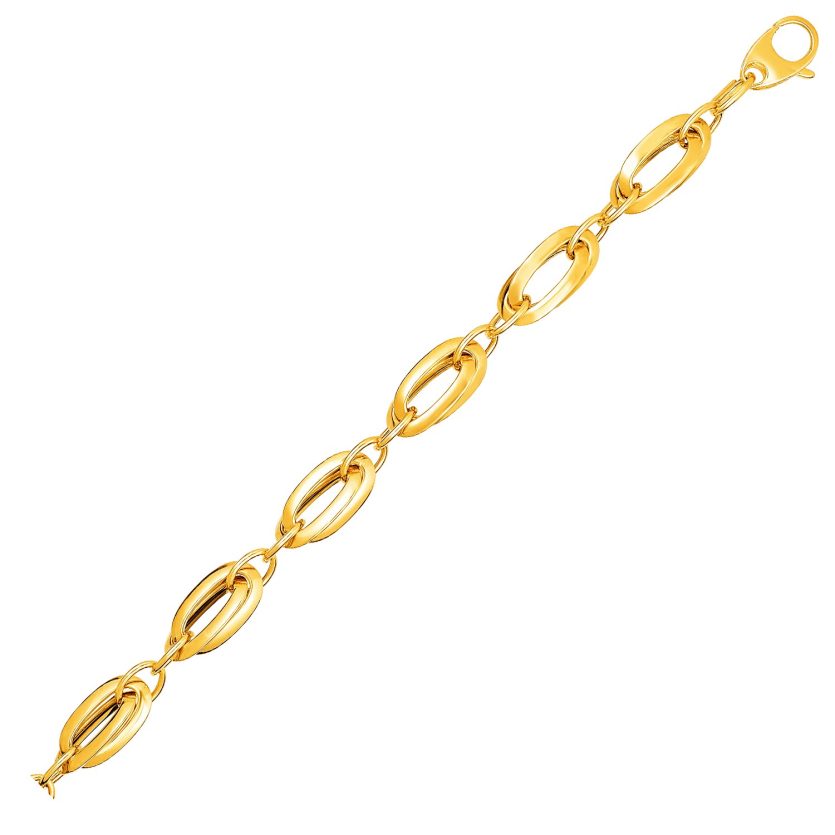 14k Yellow Gold Bracelet with Long Double Oval Links (8.20 mm) - Image 1