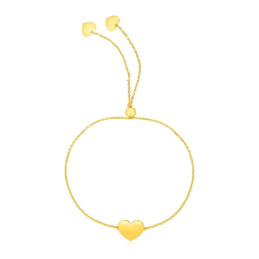 14k Yellow Gold Adjustable Heart Bracelet (0.90 mm) - Image 1