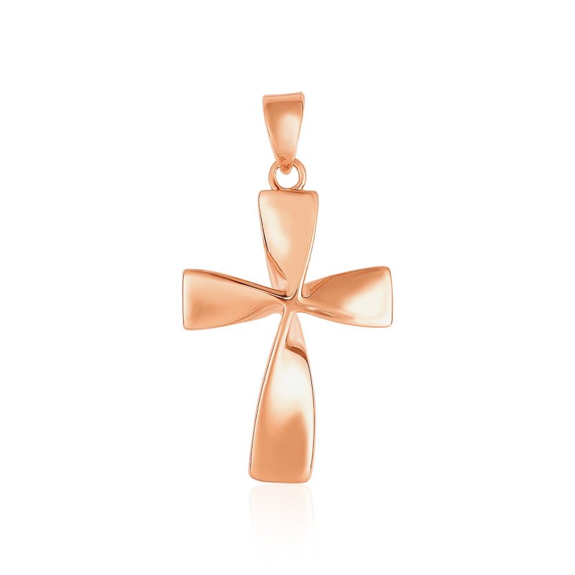 Flat Twisted Cross Pendant in 14k Rose Gold - Image 1