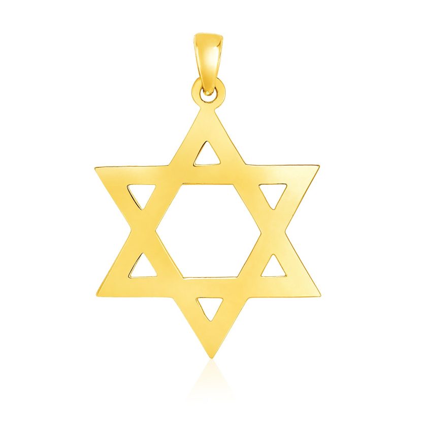 14k Yellow Gold Polished Star of David Pendant - Image 1