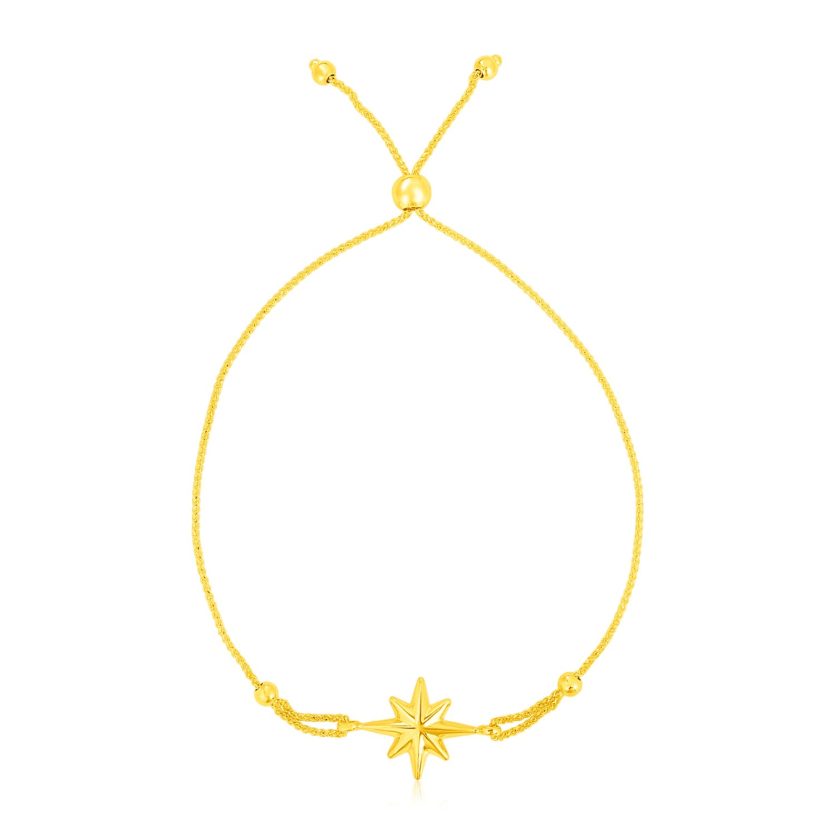 14k Yellow Gold Adjustable Bracelet with Star - Image 1