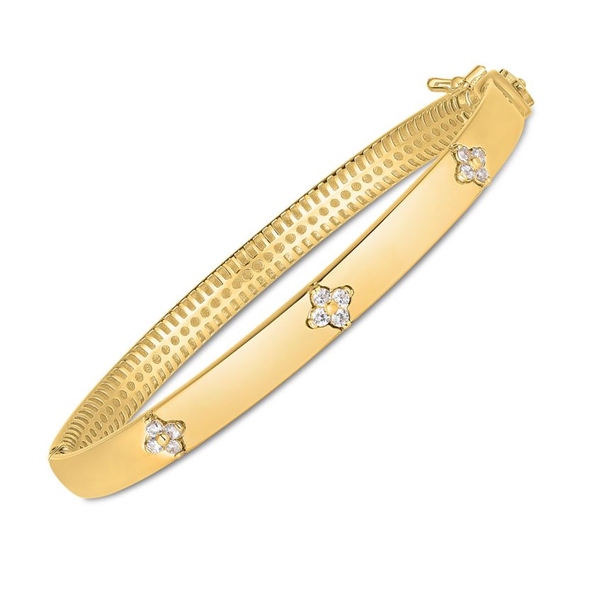 14k Yellow Gold Trilogy Diamond Bangle (5.40 mm) - Image 1