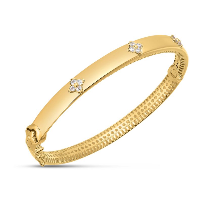 14k Yellow Gold Trilogy Diamond Bangle (5.40 mm) - Image 2