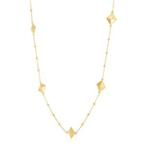 14k Yellow Gold High Polish Pyramid Station Necklace