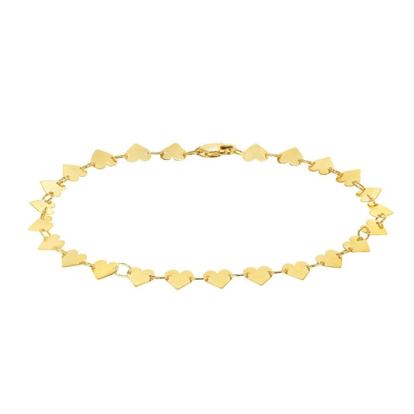 Mirror Heart Chain Bracelet in 10K Yellow Gold (4.70 mm) - Image 2