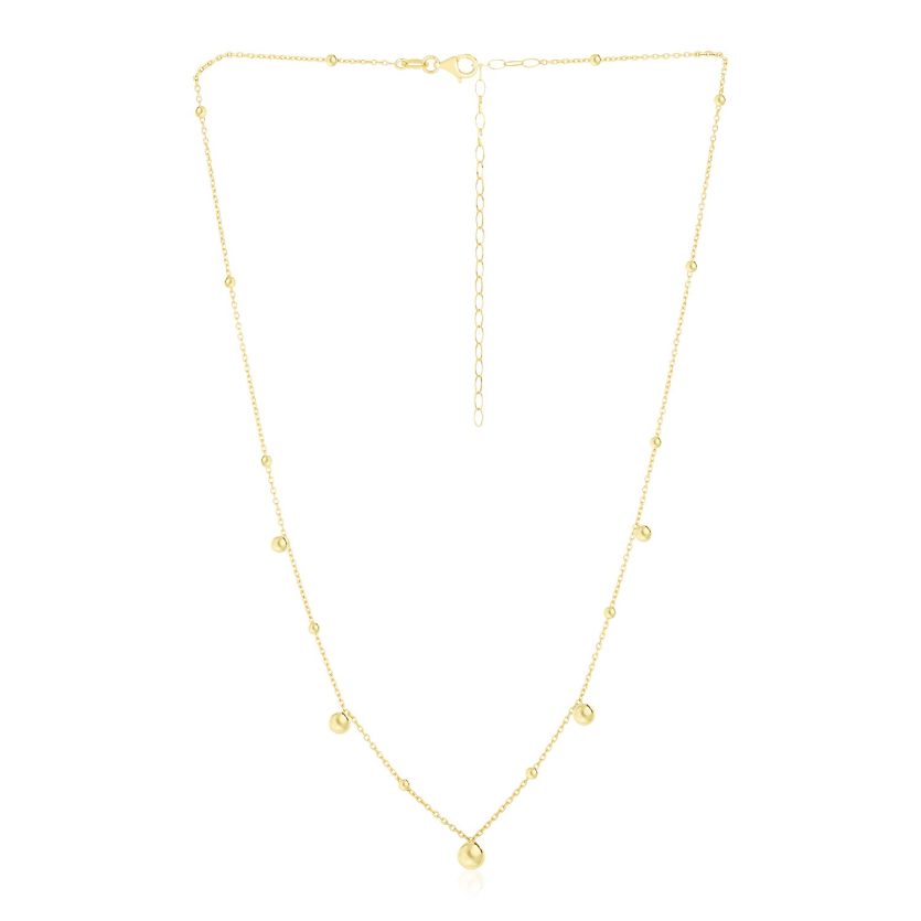 14k Yellow Gold High Polish Beaded Stations Necklace - Image 1