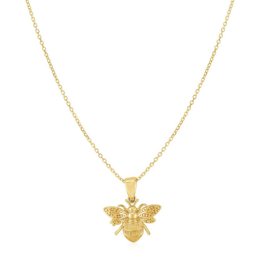14K Yellow Gold Bee Necklace - Image 1