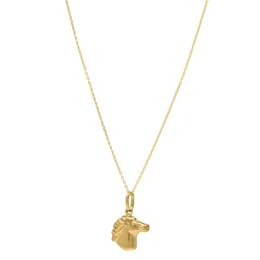 Horse Profile Medium Necklace in 14K Yellow Gold - Image 1