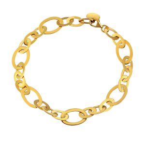 Large Flat Oval Link Bracelet in 14K Yellow Gold