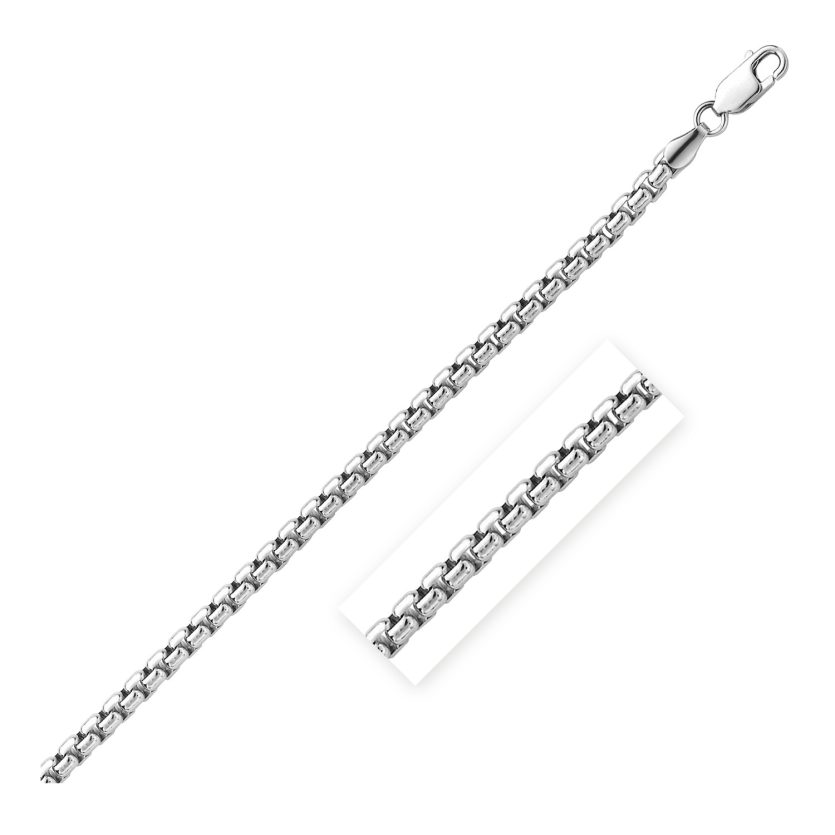 Sterling Silver Rhodium Plated Round Box Bracelet  (5.20 mm) - Image 1