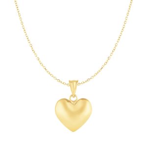 Puffed Heart Pendant in 10k Yellow Gold