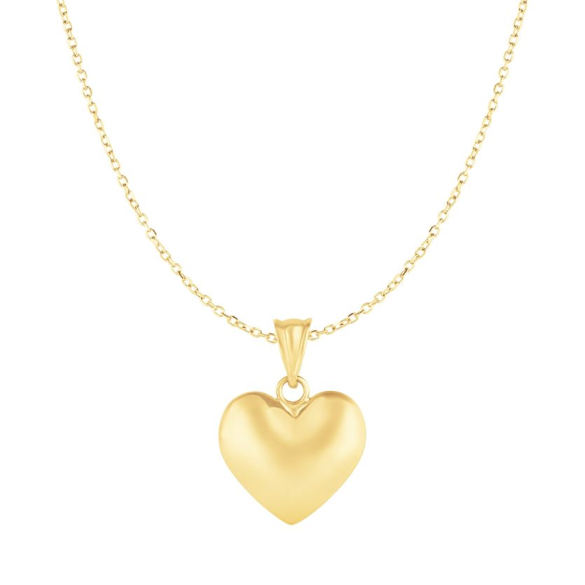 Puffed Heart Pendant in 10k Yellow Gold - Image 1