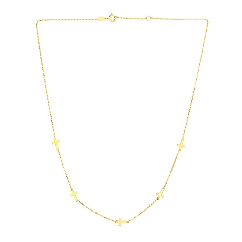 14k Yellow Gold Chain Necklace with Cross Stations - Image 2