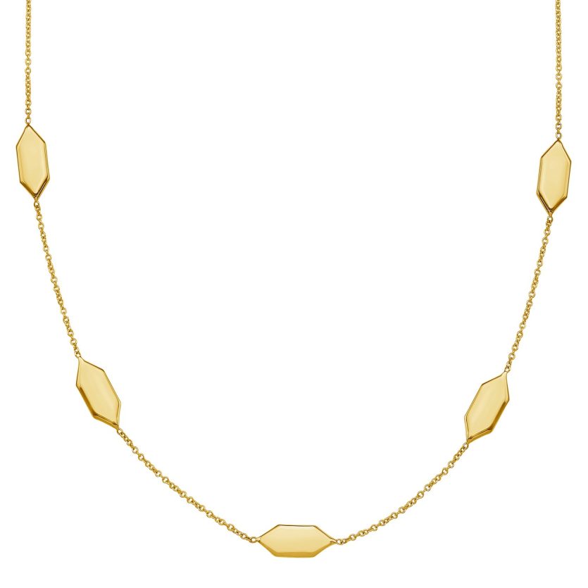 Elongated Hexagon Necklace in 14K Yellow Gold - Image 1