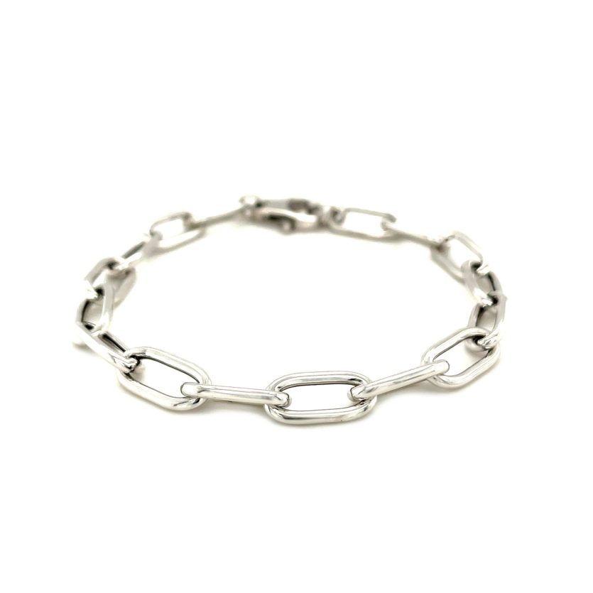 Sterling Silver Wide Paperclip Chain Bracelet (6.50 mm) - Image 4