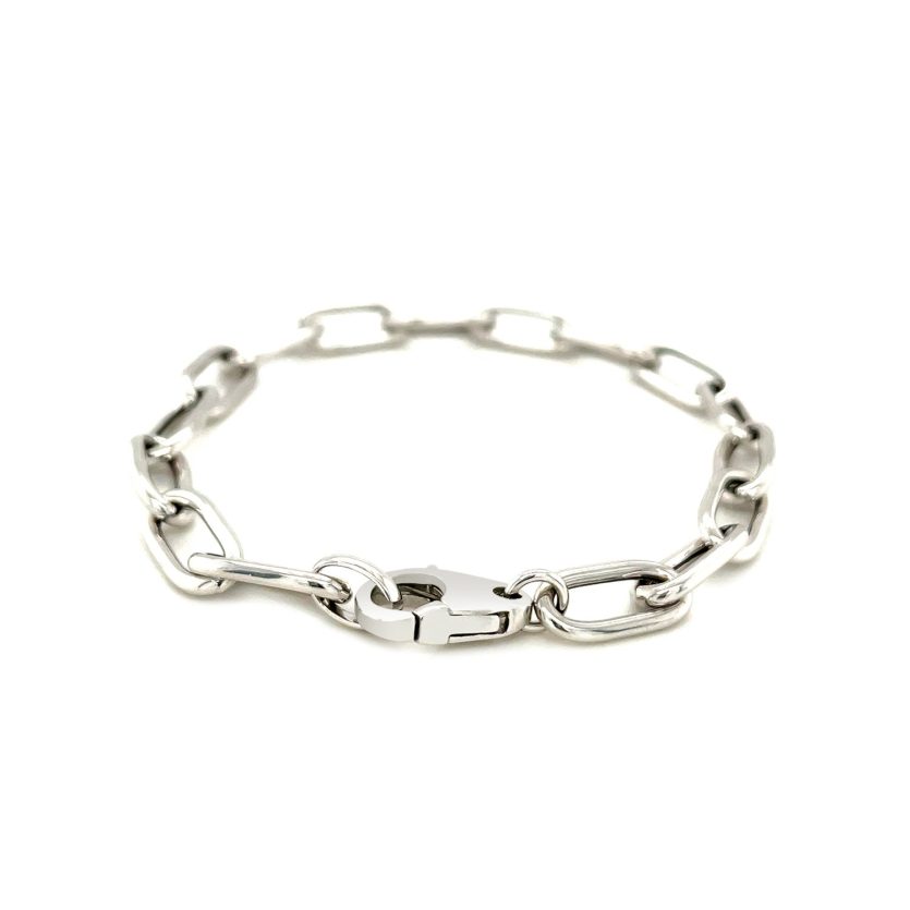 Sterling Silver Wide Paperclip Chain Bracelet (6.50 mm) - Image 5